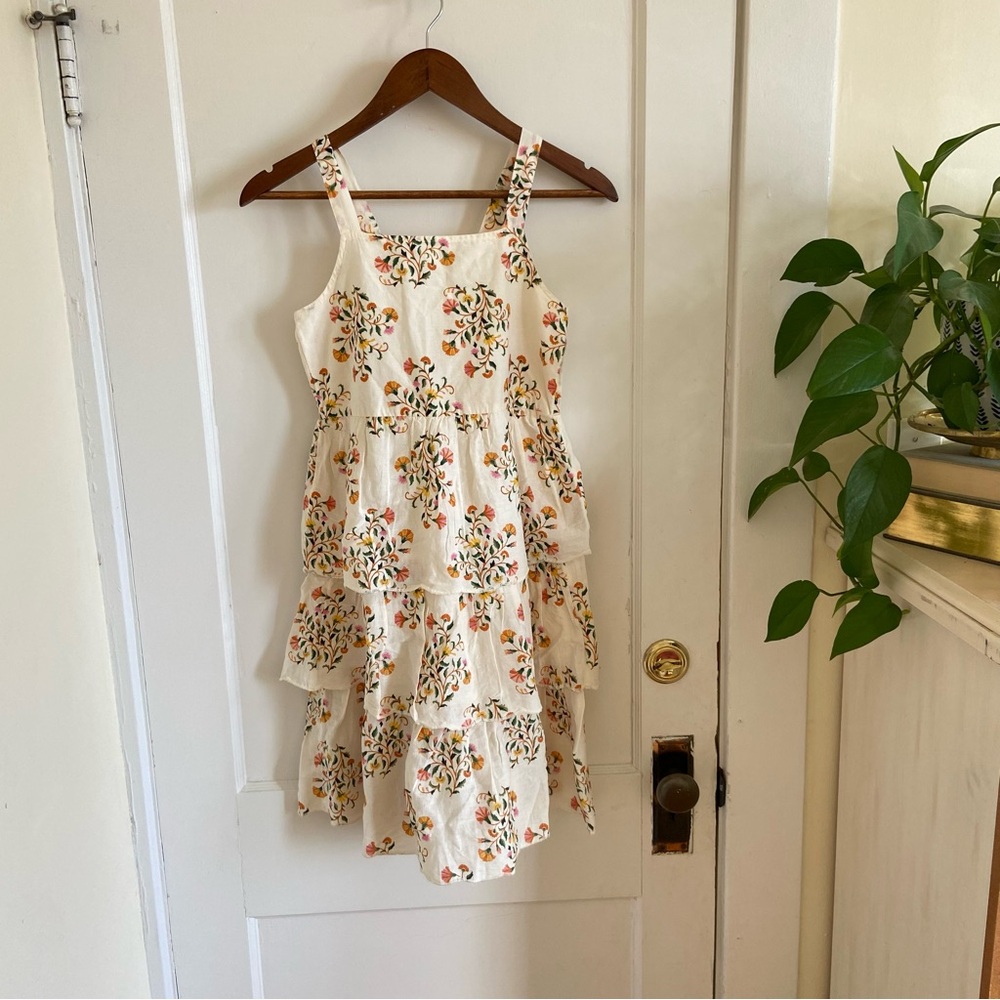 Old‎ Navy Floral Tiered Kids Dress - Cream and Multicolor Girls XL (14-16)